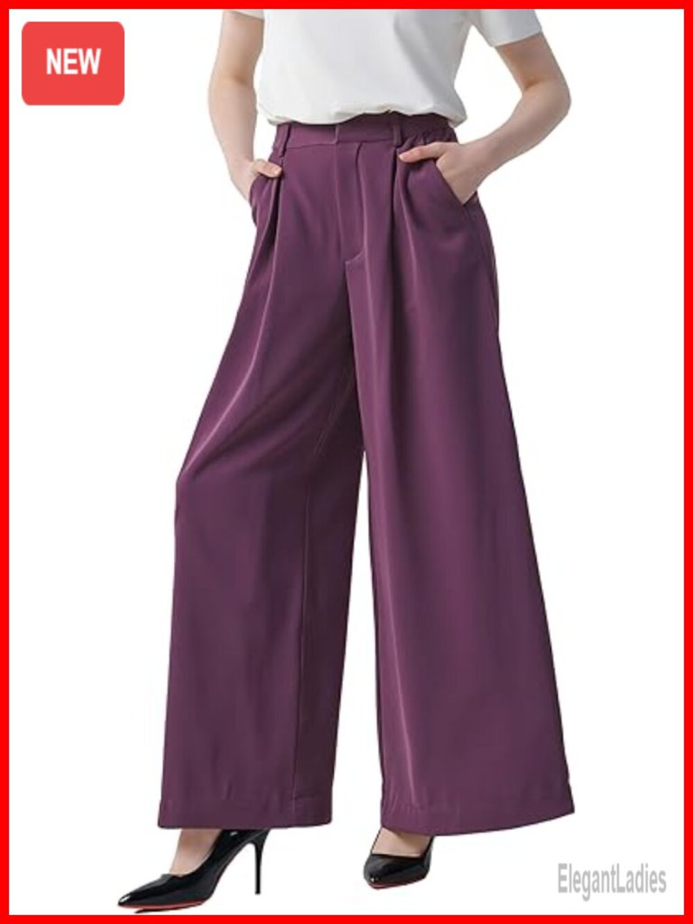 High Waist Wide Leg Long Palazzo Pants Trousers Regular Size